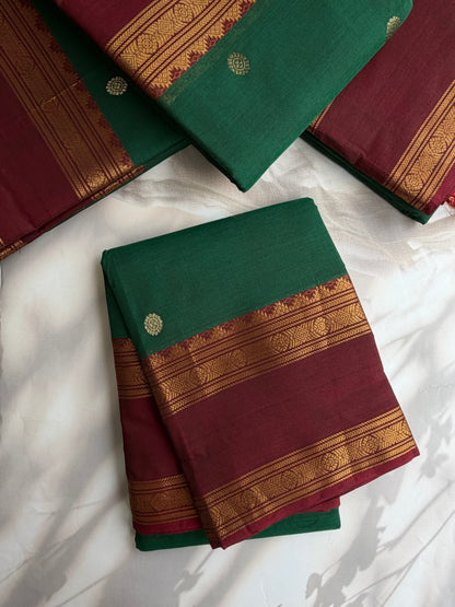 Kanchi cotton saree in butta weaves & grand pallu