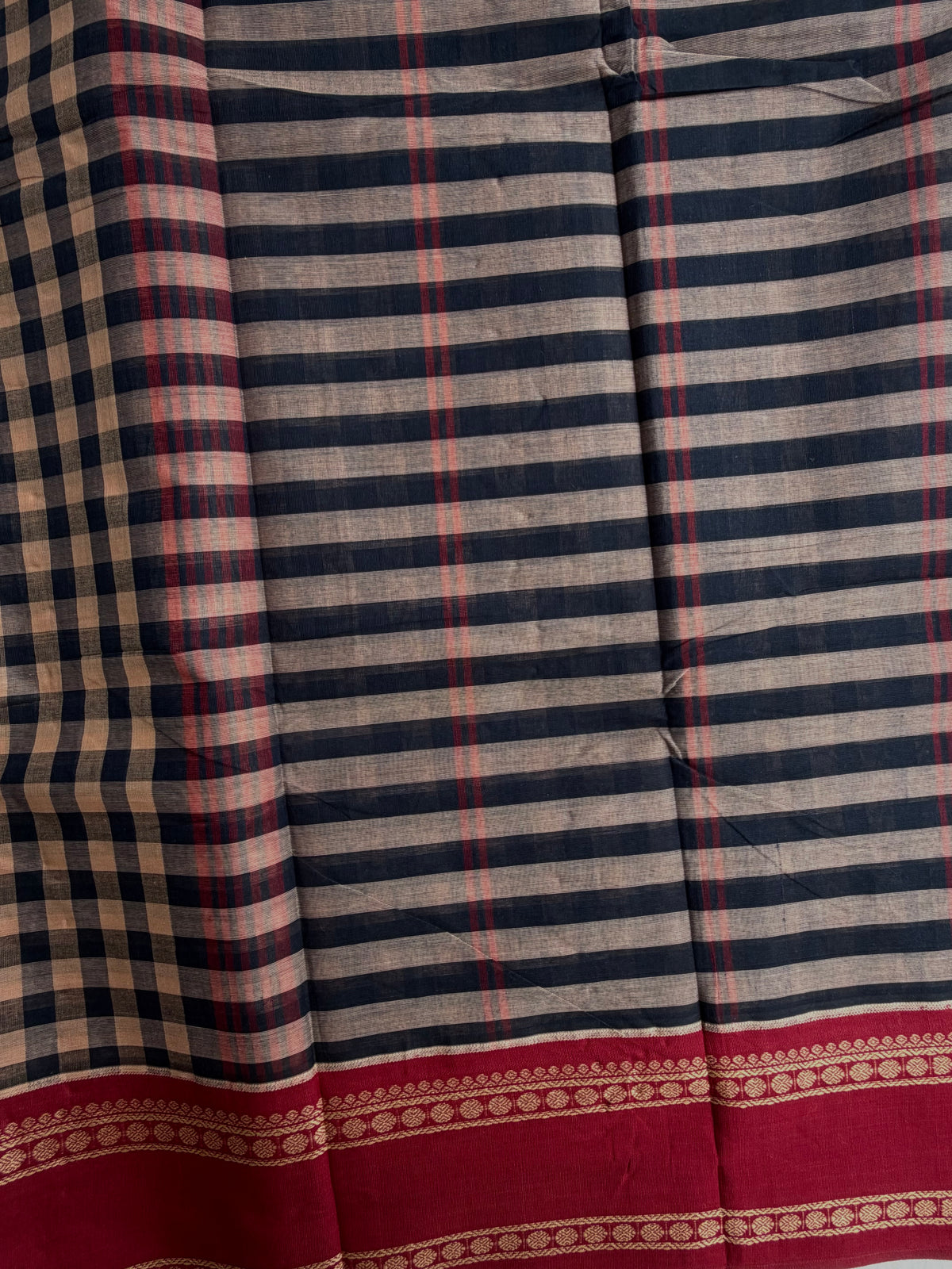 Kanchi cotton saree with kattam weaves multicolor