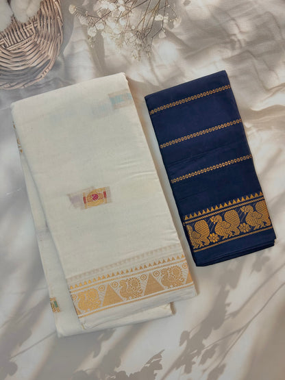 Sungudi Cotton saree with zari butta weaves