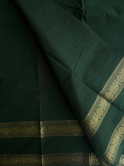 Kanchi cotton saree with rettapett border green
