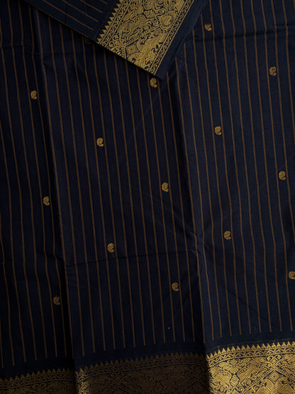 Kanchi cotton saree with butta weaves & stripes