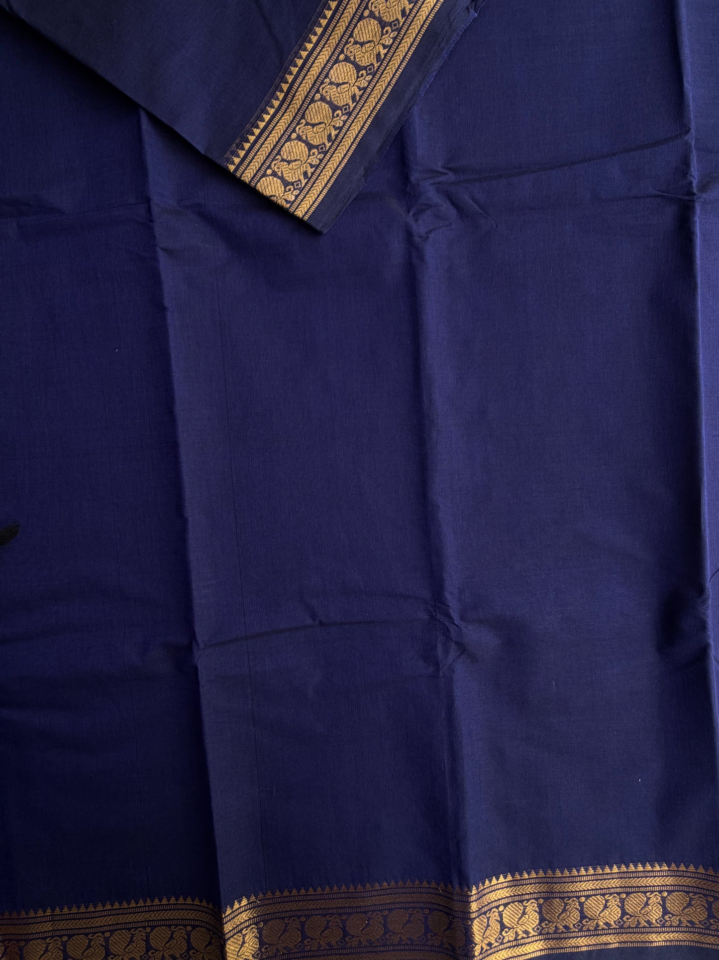 Kanchi cotton saree with peacock zari weaves