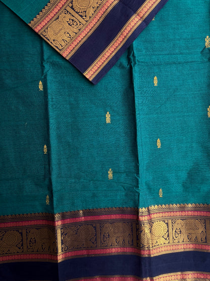 Kanchi cotton saree with butta weaves
