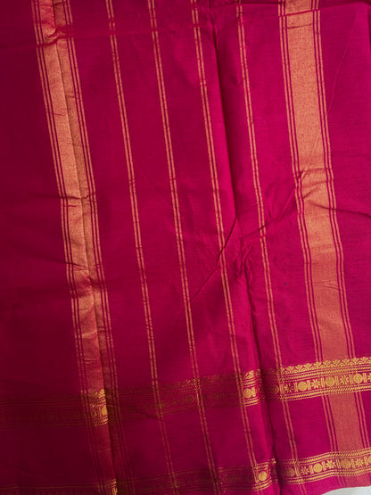 Kanchi cotton saree with zari weaves dark pink
