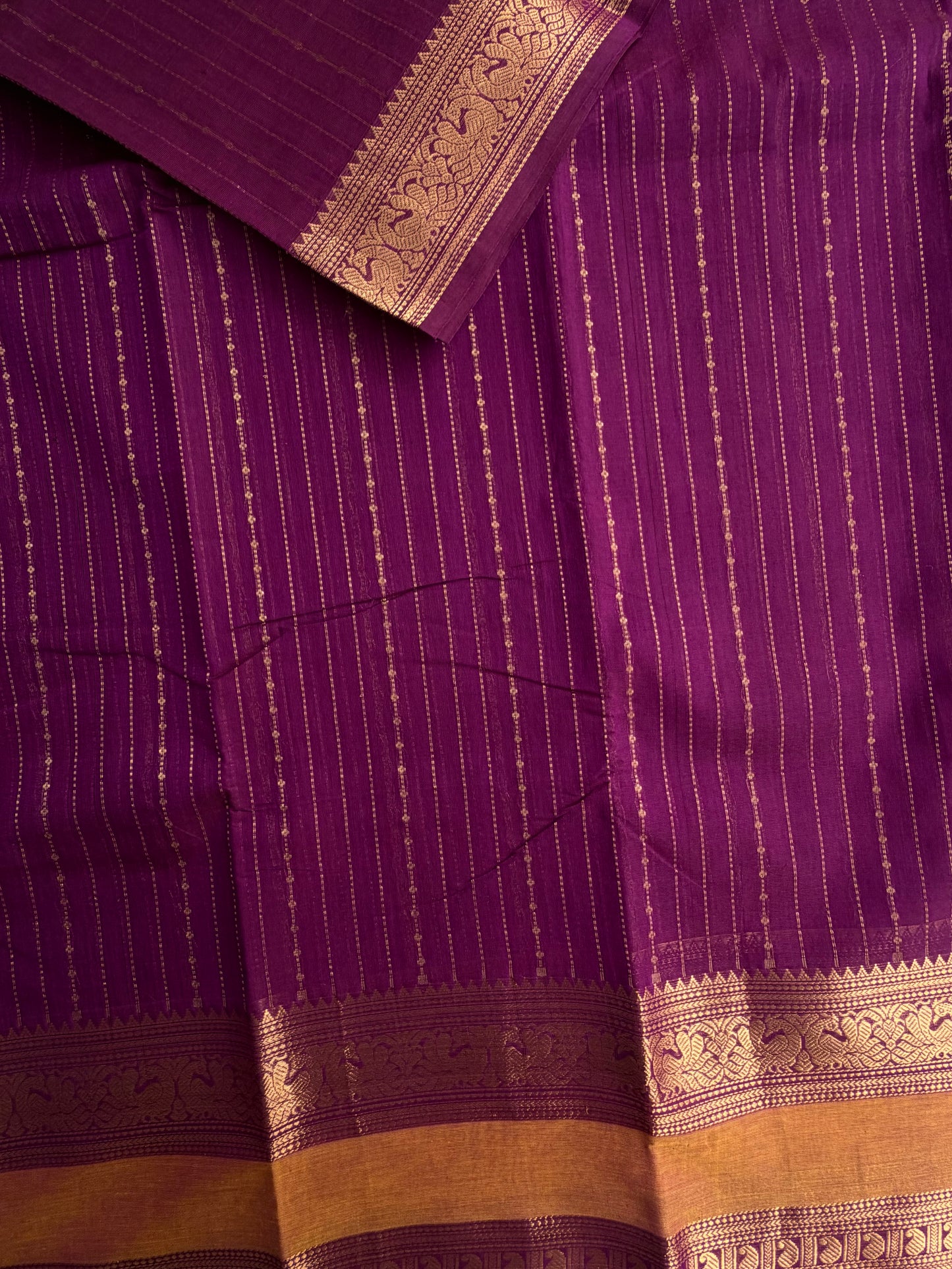 Kanchi Cotton saree with Vairaoosi weaves & grand pallu - violet