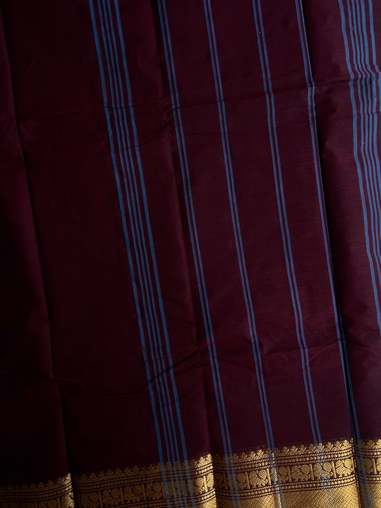 Kanchi cotton saree with zari weaves brown