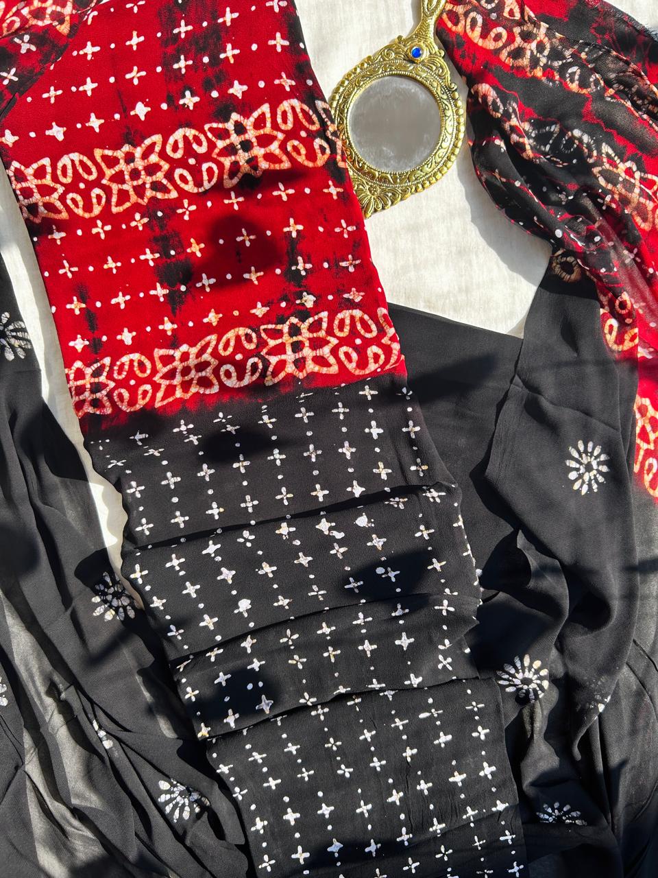 Georgette dress material sets in batik prints