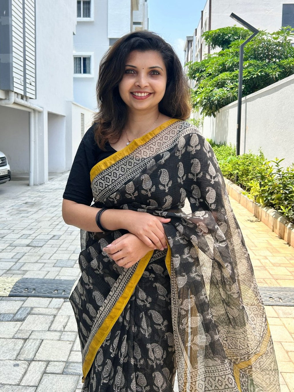 Kota doria saree in block prints
