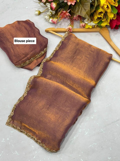 Chiffon dual tone shimmer saree