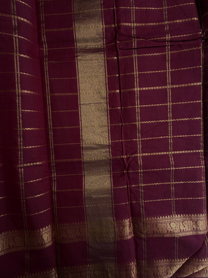 Kanchi cotton saree with Velthari pattern weaves maroon