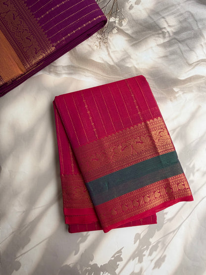 Kanchi Cotton saree with Vairaoosi weaves & grand pallu - pink