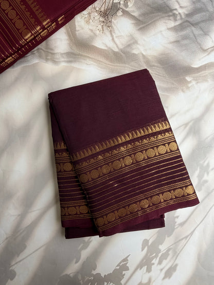 Kanchi cotton saree with zari weaves brown