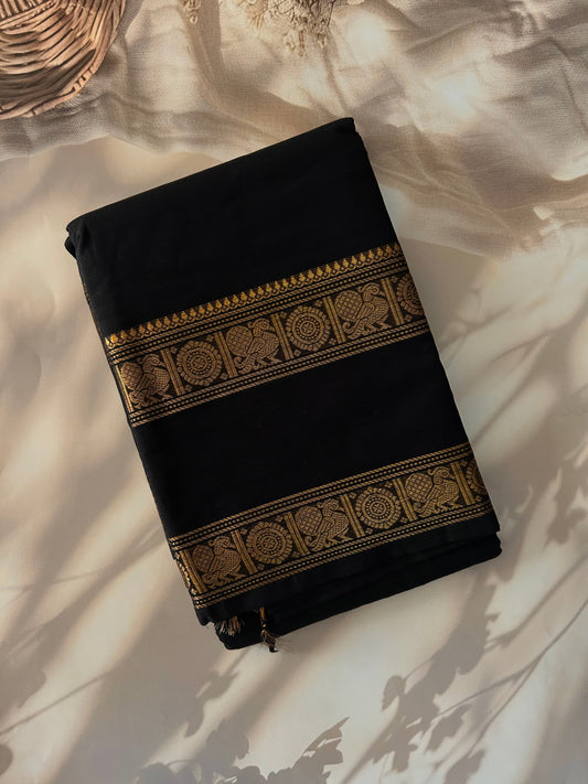 Kanchi cotton saree Black