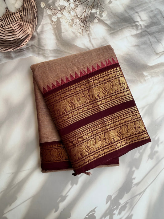 Kanchi cotton saree with rettapet border