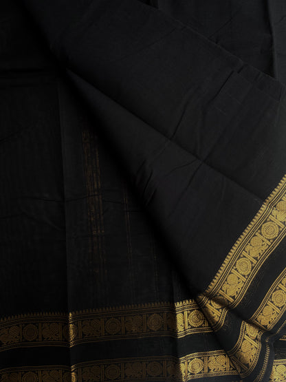 Kanchi cotton saree with zari weaves black