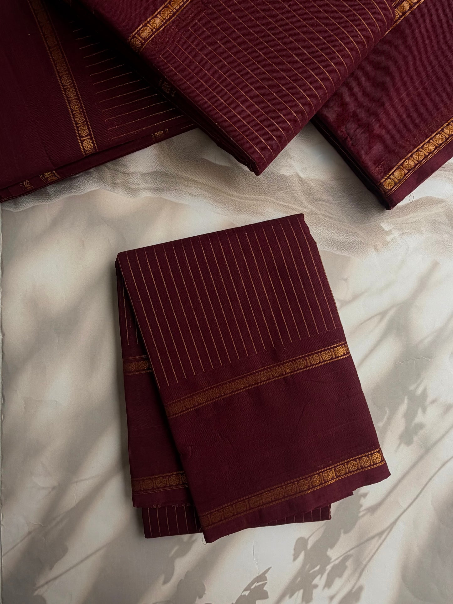 Kanchi cotton saree in Vairaoosi pattern maroon