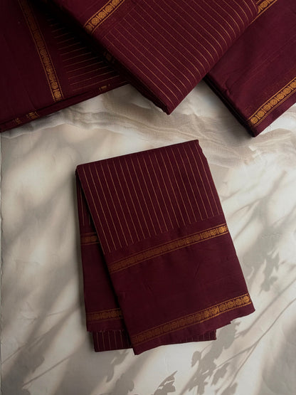 Kanchi cotton saree in Vairaoosi pattern maroon