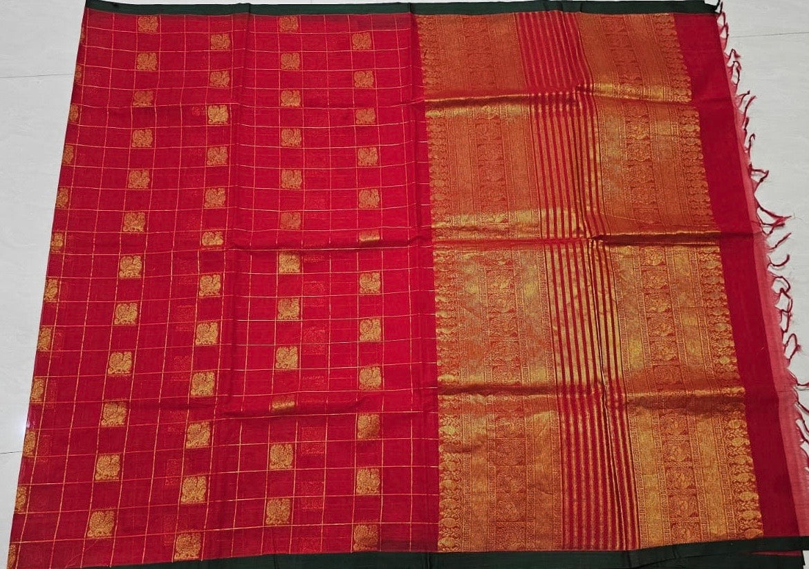 Kanchi cotton saree with premium zari weaves