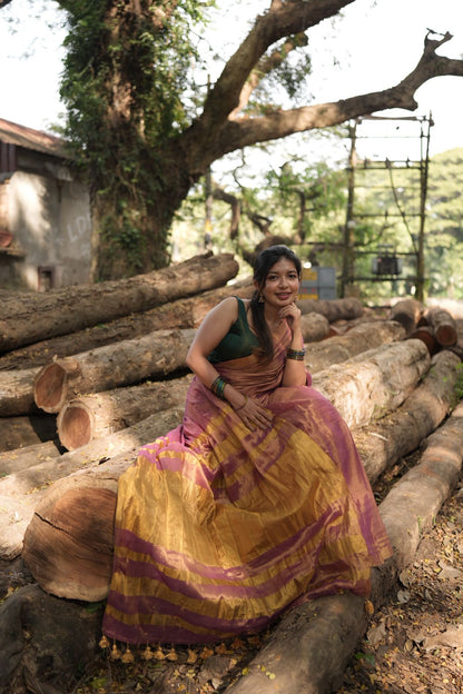 Tissue mul cotton saree