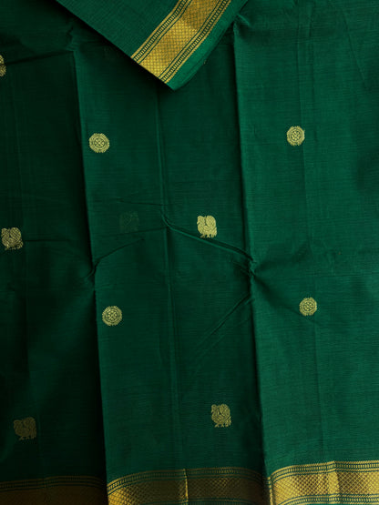 Kanchi cotton saree with annam zari weaves - green