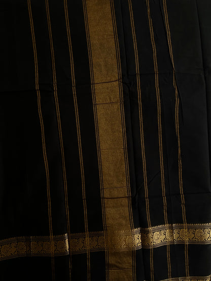 Kanchi cotton saree black with zari border