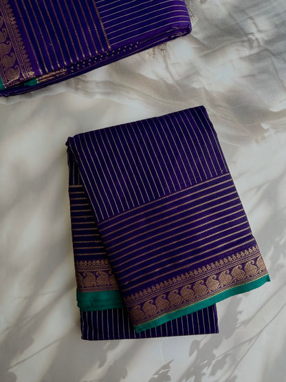 Kanchi Cotton saree with Vairaoosi stripes purple