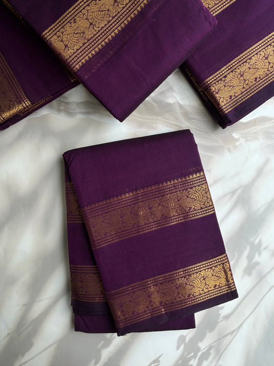 Kanchi cotton with peacock design zari weaves