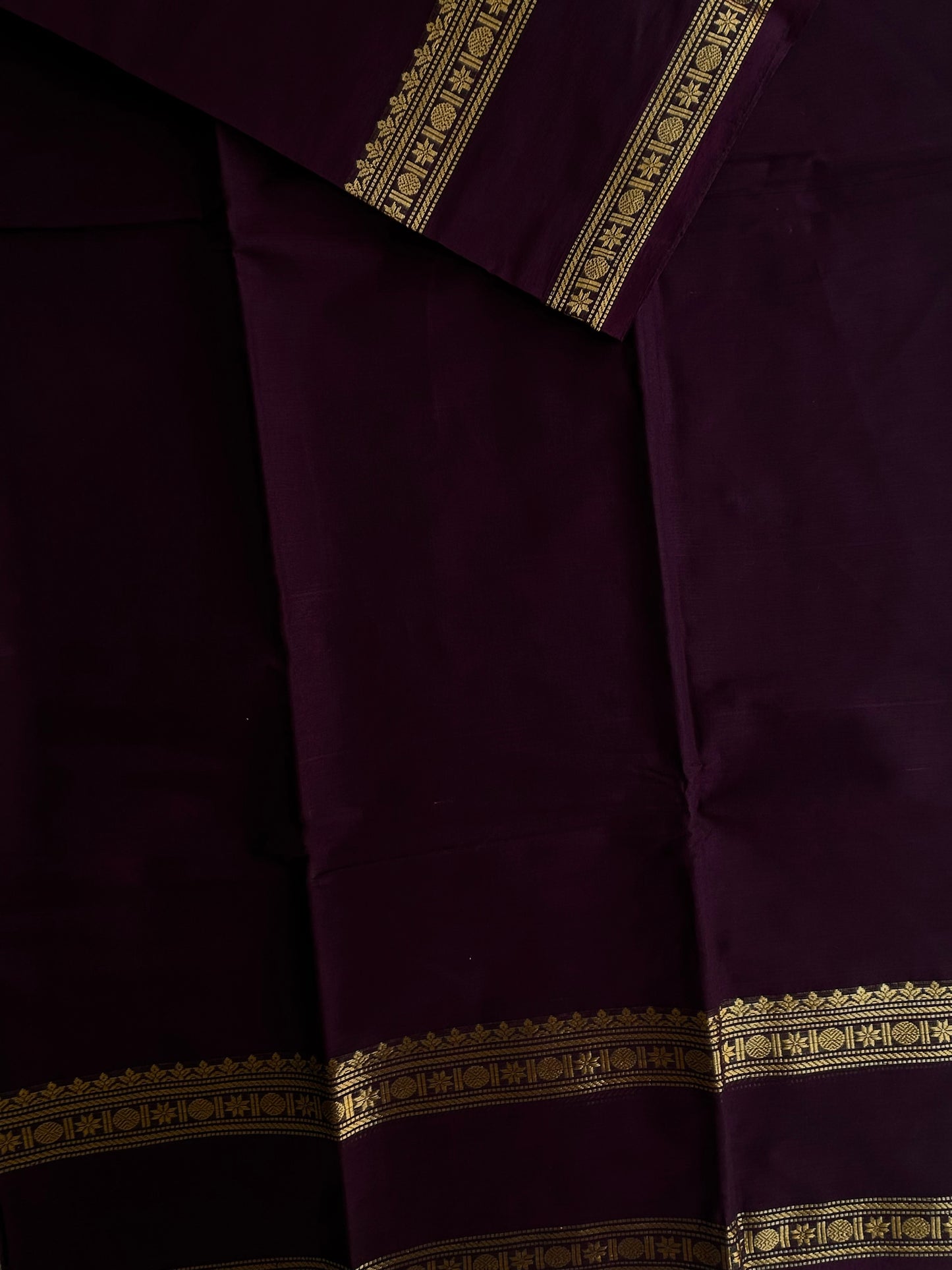 Brown Kanchi cotton saree with zari border