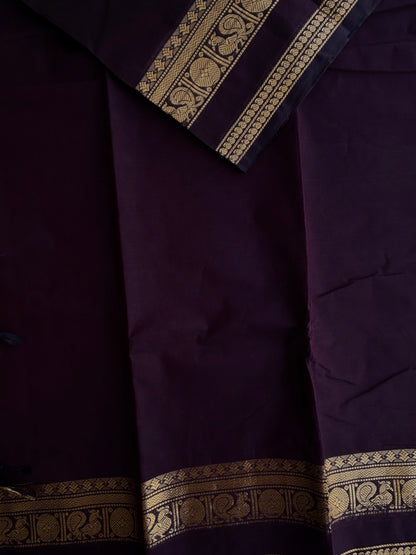 Kanchi cotton saree - deep brown