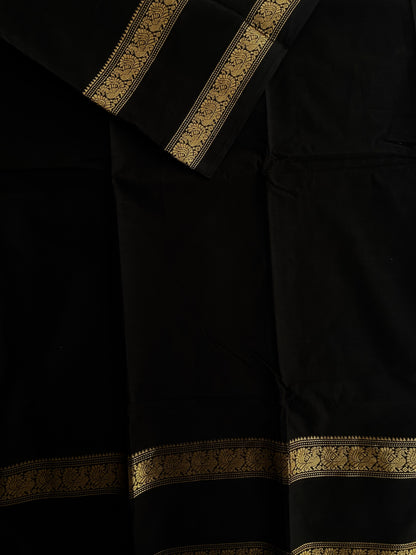 Kanchi cotton saree black with zari border