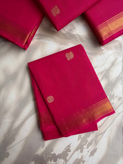 Kanchi cotton saree with annam zari butta weaves - pink