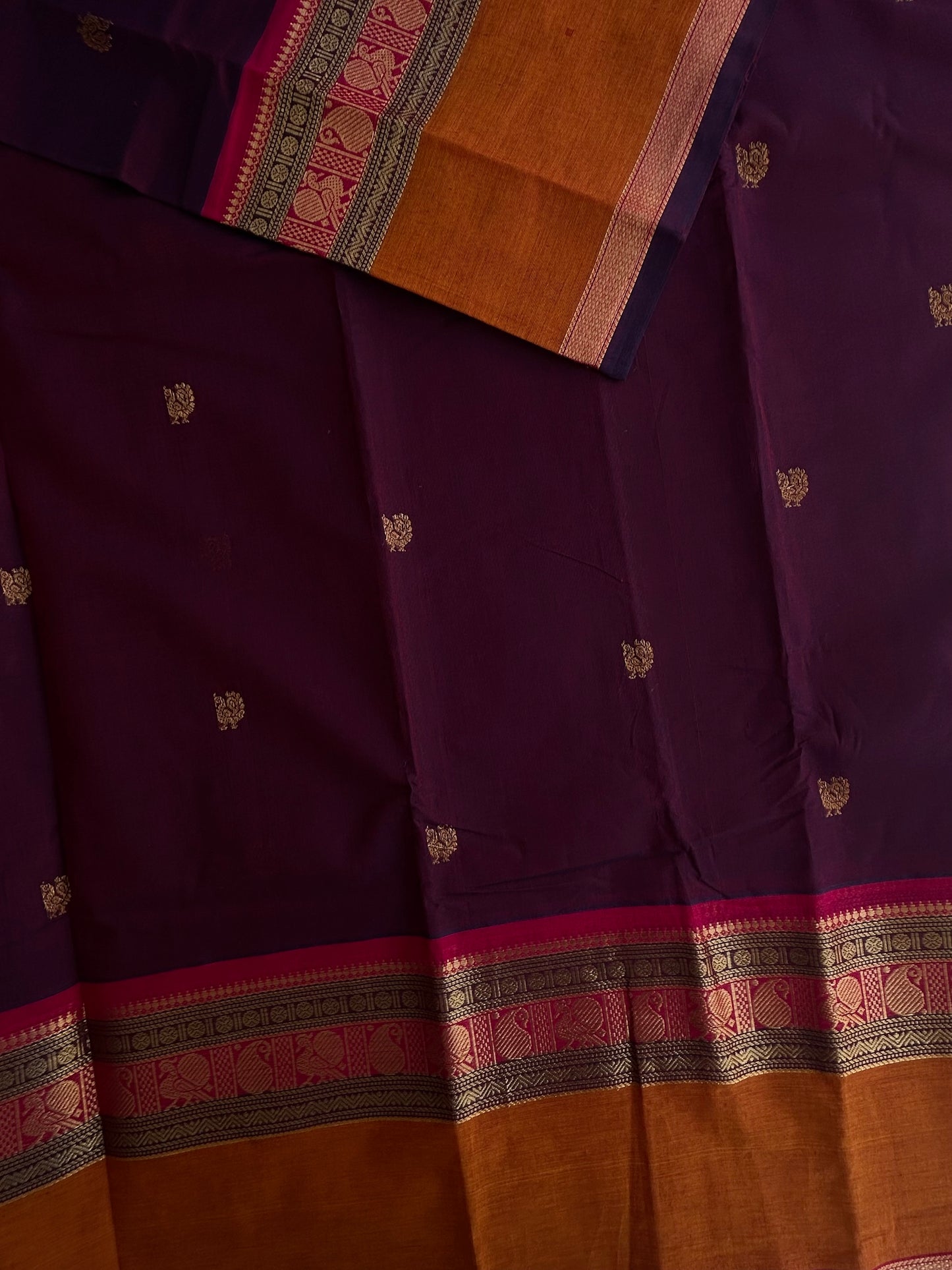 Kanchi cotton with annam zari butta weaves & grand pallu