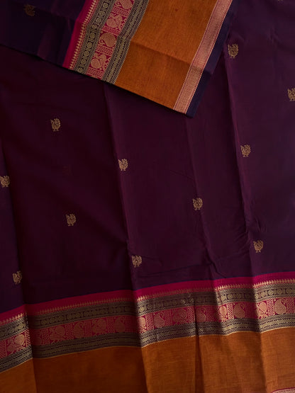 Kanchi cotton with annam zari butta weaves & grand pallu