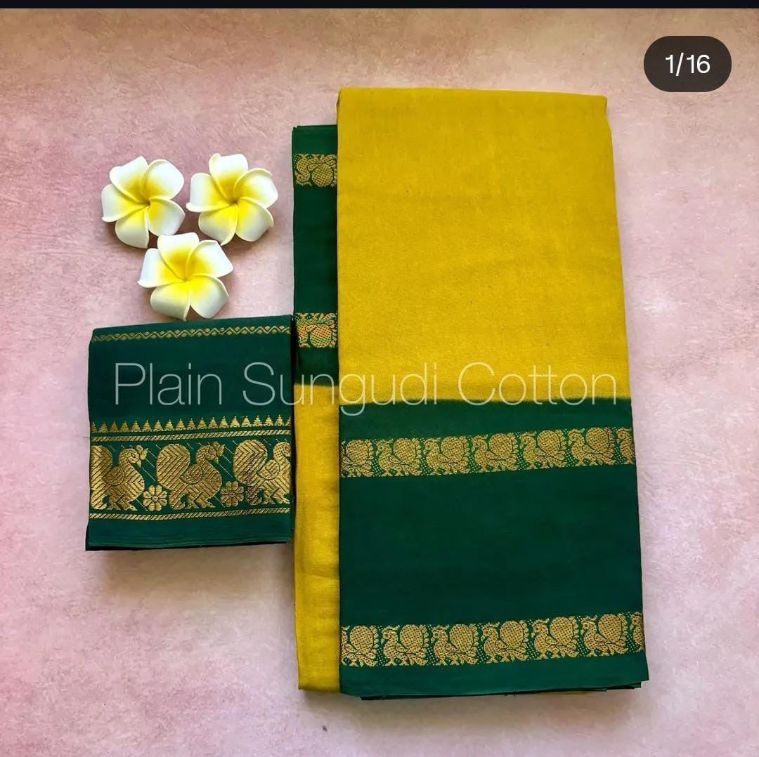 Sungudi Cotton saree with contrast border