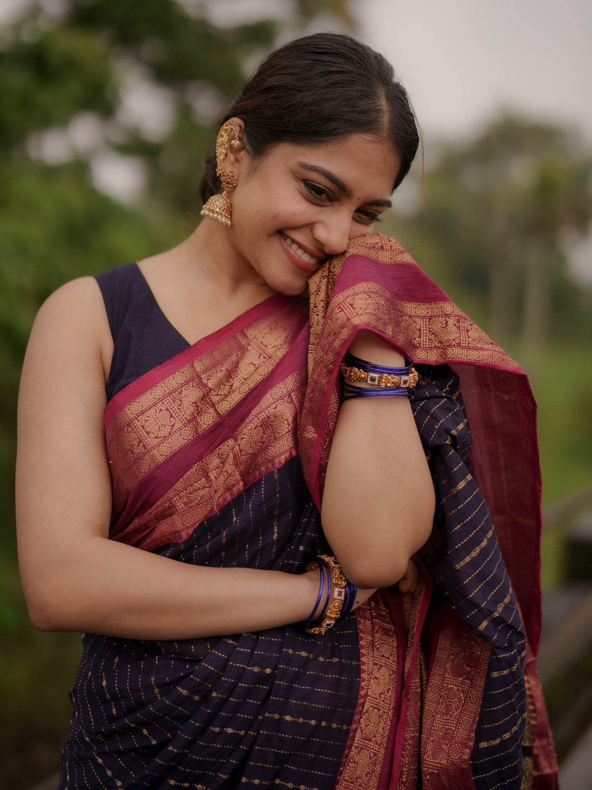 Kanchi cotton saree in Vairaoosi weaves & grand pallu