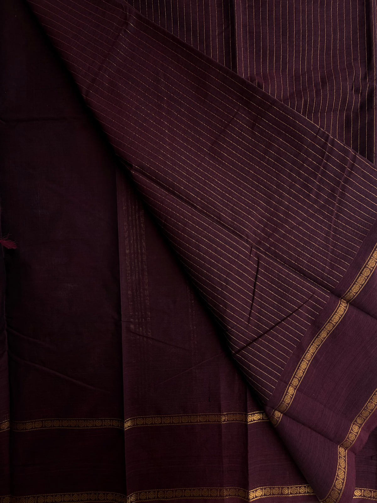 Kanchi cotton saree with Vairaoosi weaves - brown