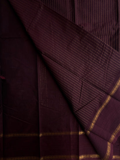Kanchi cotton saree with Vairaoosi weaves - brown