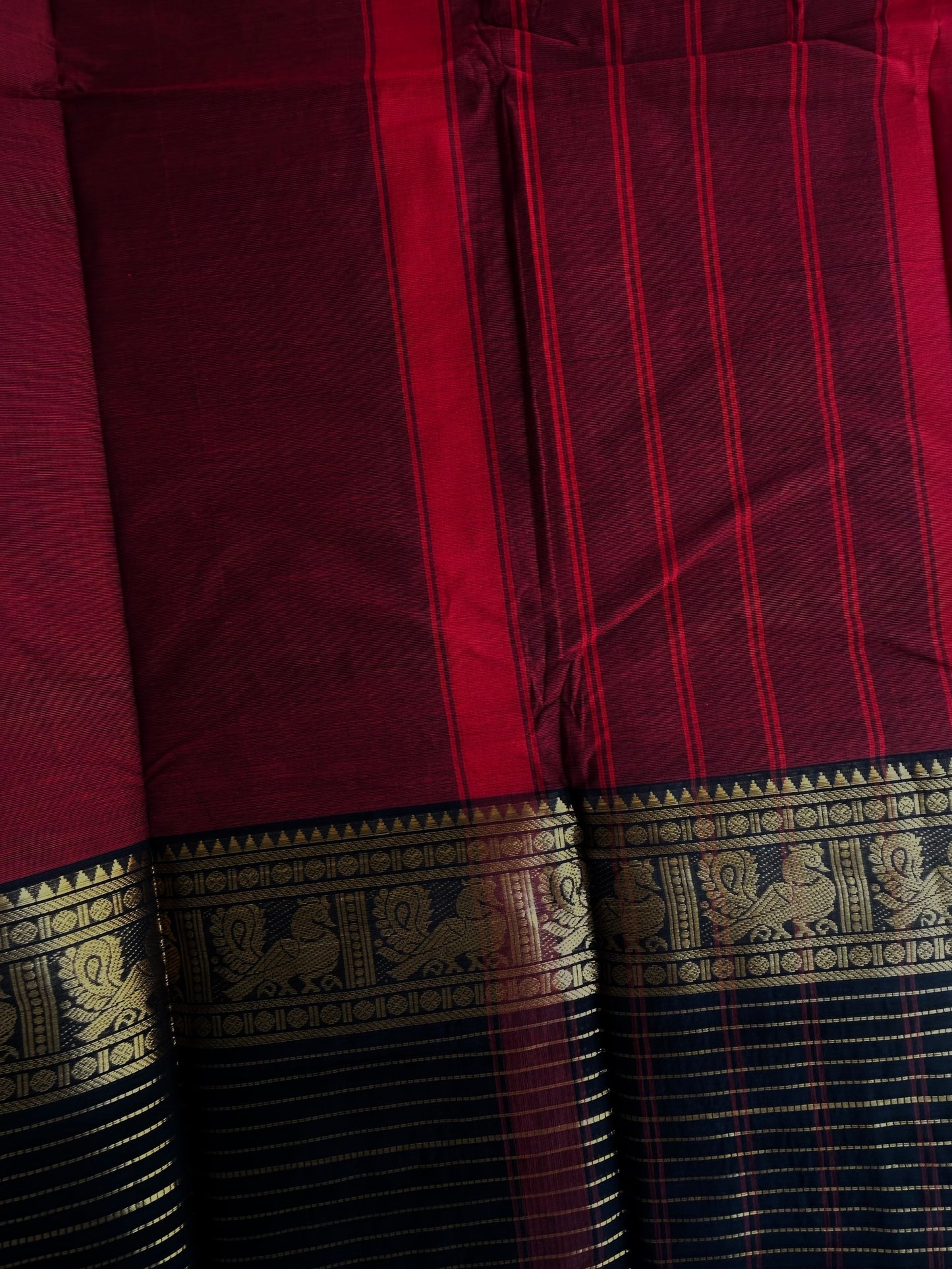 Kanchi cotton saree big border striped weaves