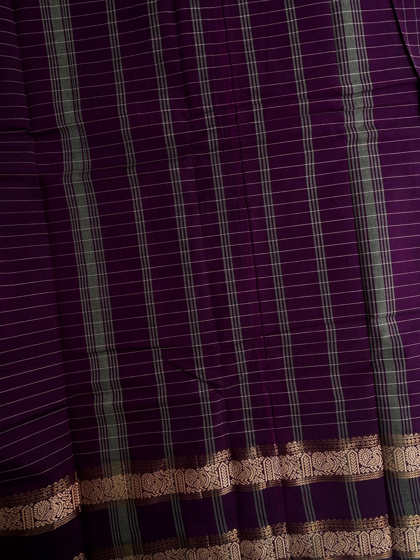 Kanchi cotton saree in kattam pattern