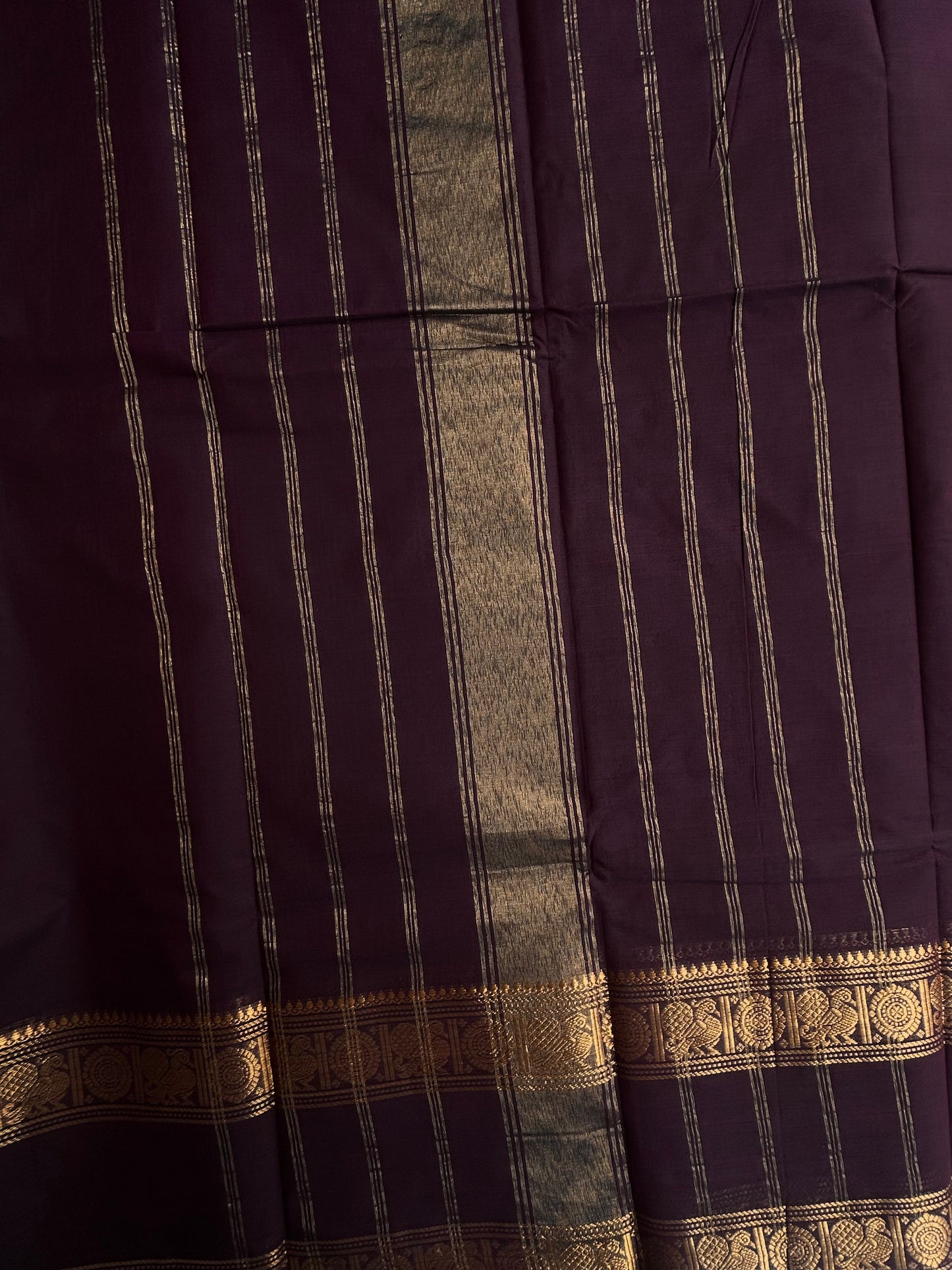 Kanchi cotton saree in zari weaves brown