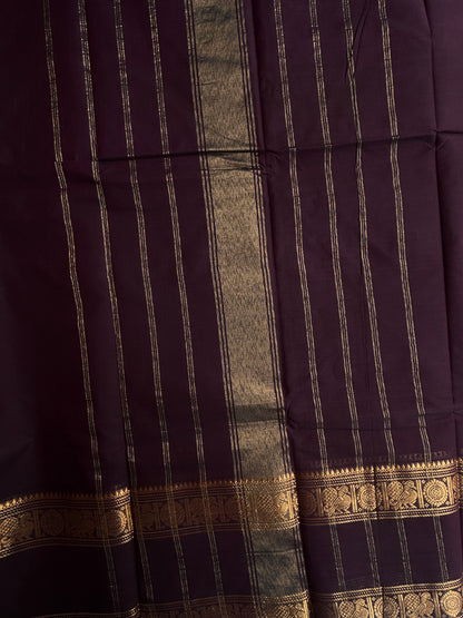 Kanchi cotton saree in zari weaves brown