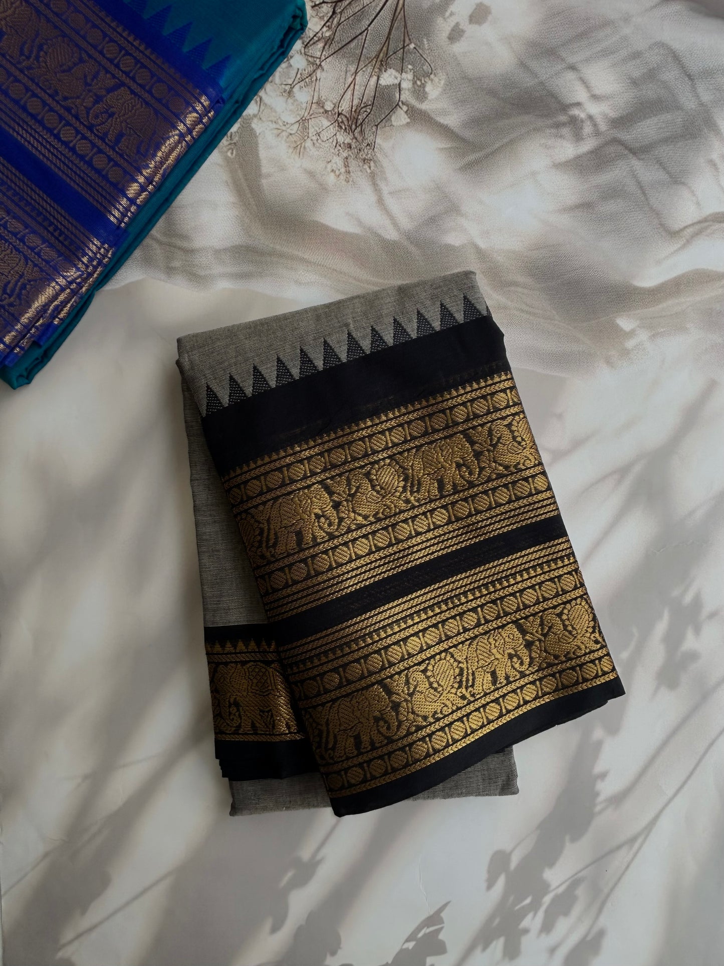 Kanchi cotton saree with rettapett border