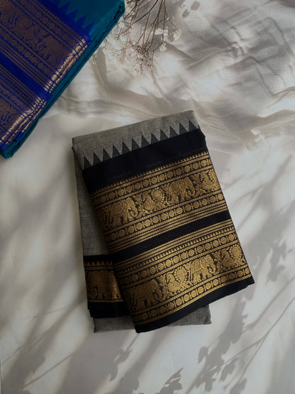 Kanchi cotton saree with rettapett border