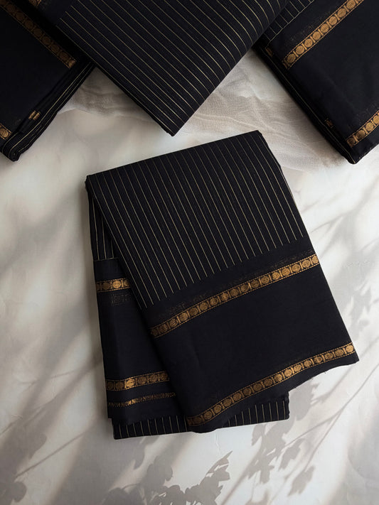 Kanchi cotton saree with Vairaoosi weaves black