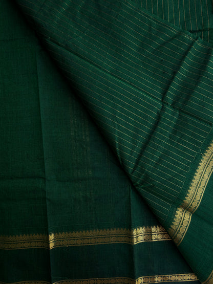Kanchi cotton saree with vairaoosi weaves green