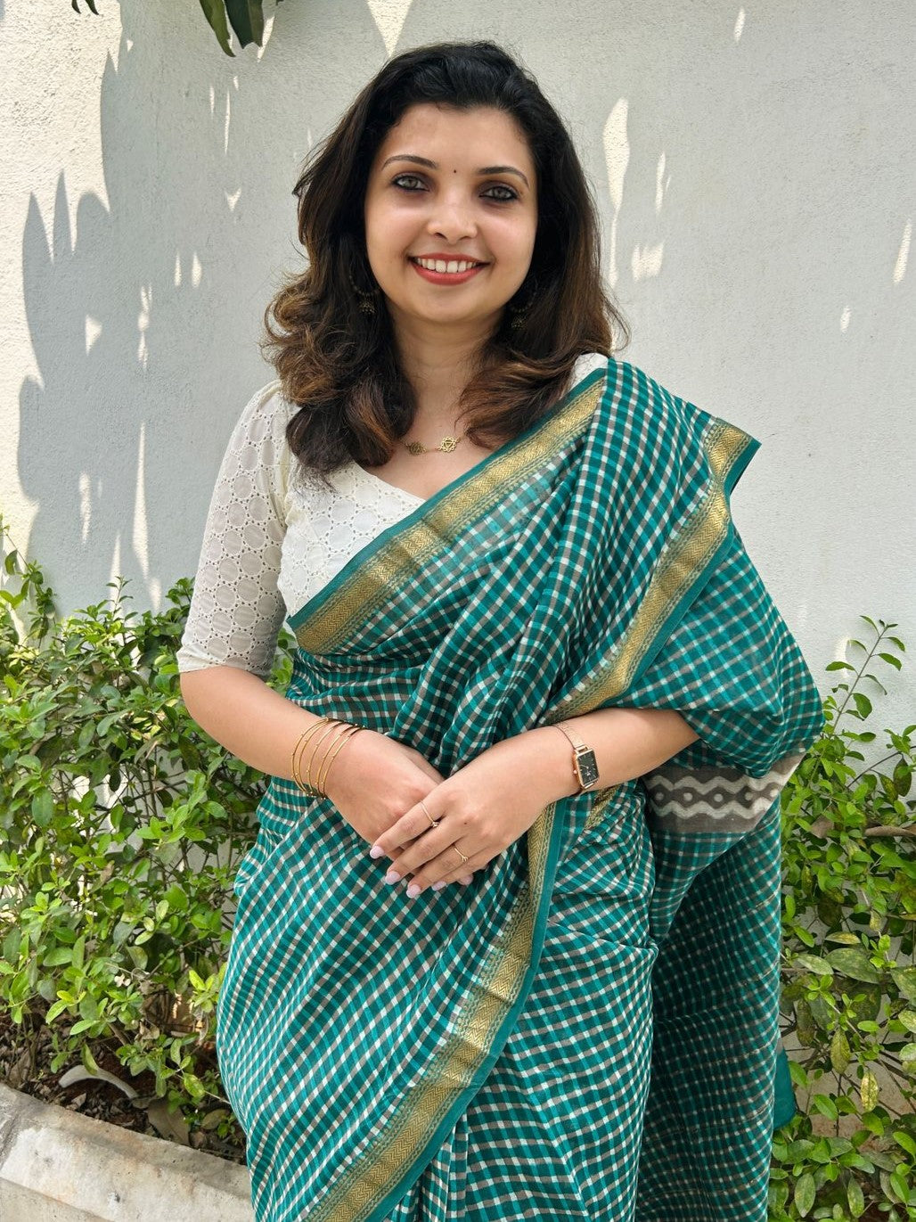 Maheshwari silk cotton saree in blockprints