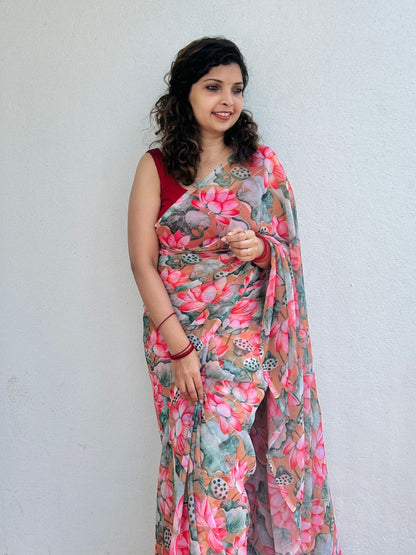Georgette floral sarees