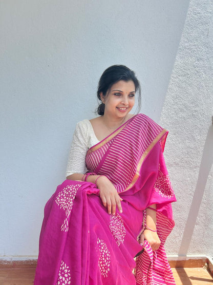 Mul mul cotton saree with Zari border