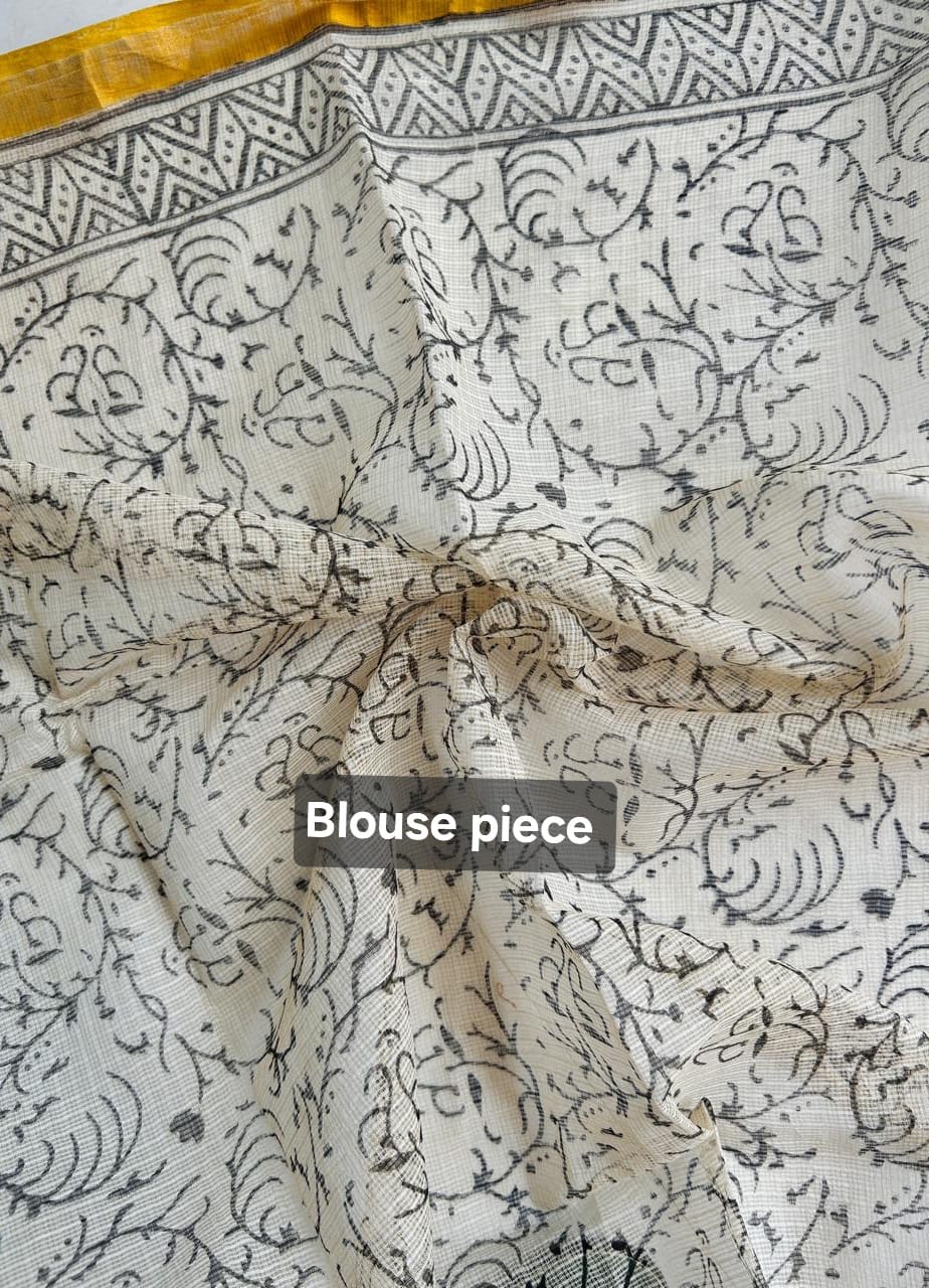 Kota doria saree in block prints