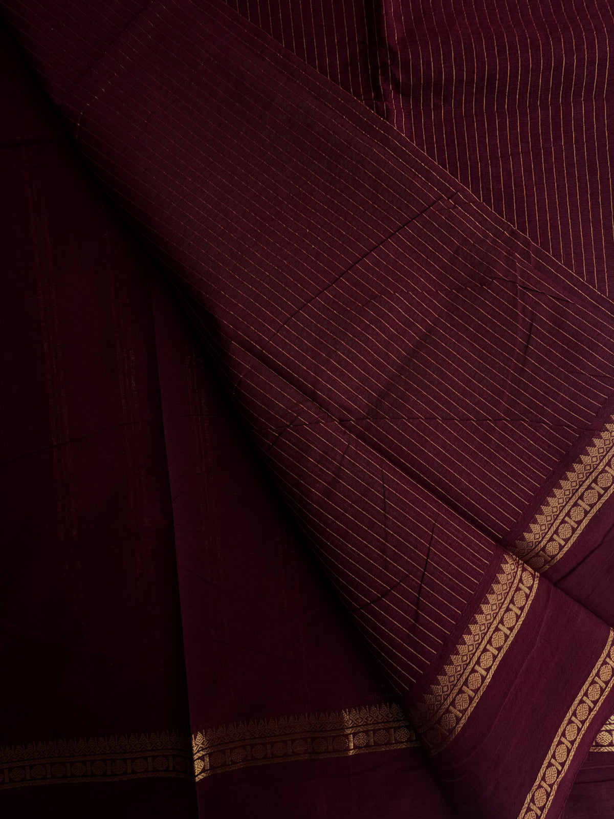 Kanchi Cotton saree with Vairaoosi weaves brown